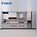 wooden apartment economical invisible handle kitchen cabinet